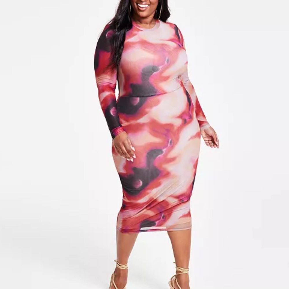 Nina Parker Vibrant Abstract Long Sleeve Dress